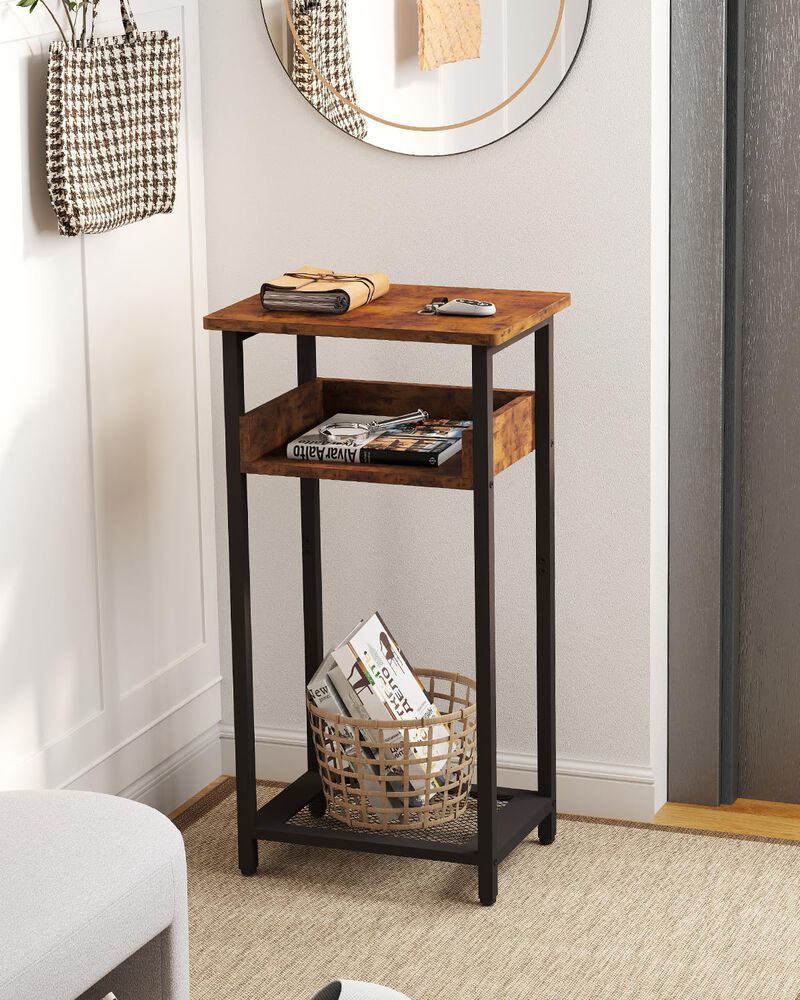 KJGKK Tall Side Table Set of 2, 30 inch High End Table, Small Entryway Table, Bedside Table for Living Room, Bedroom, Office, Ru