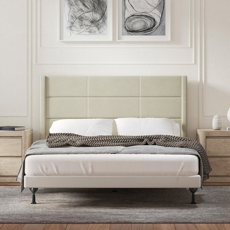 Rize Home Upholstered Headboard Queen Beige image number 5