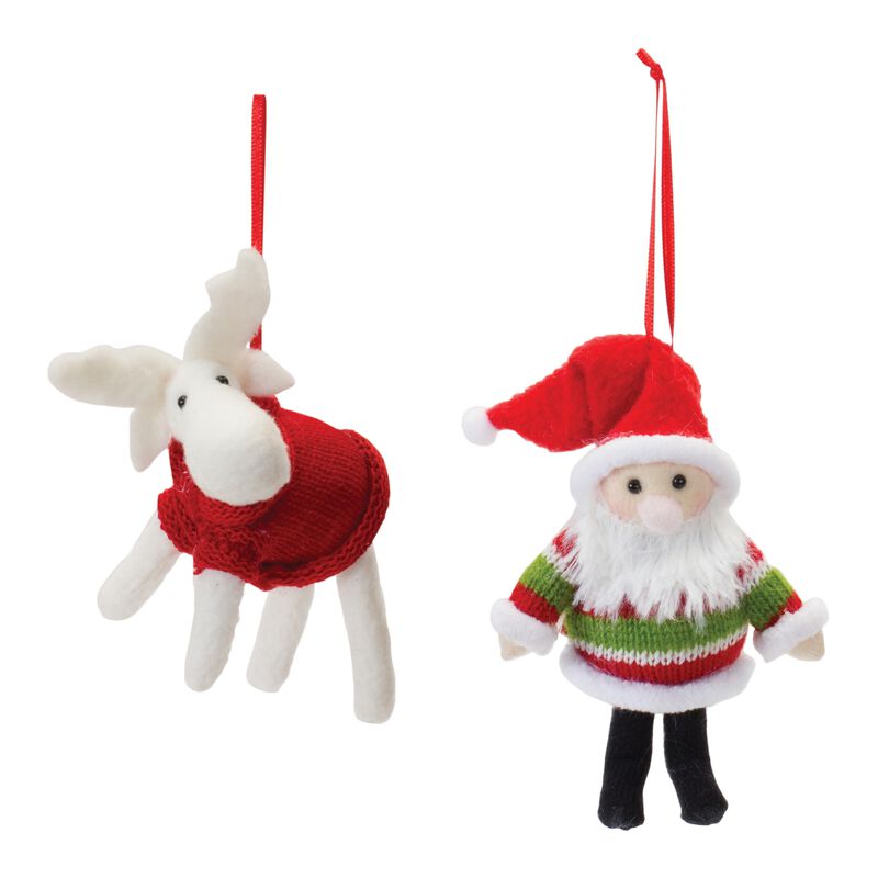 Santa And Moose Ornament (Set of 12)  Foam/polyester