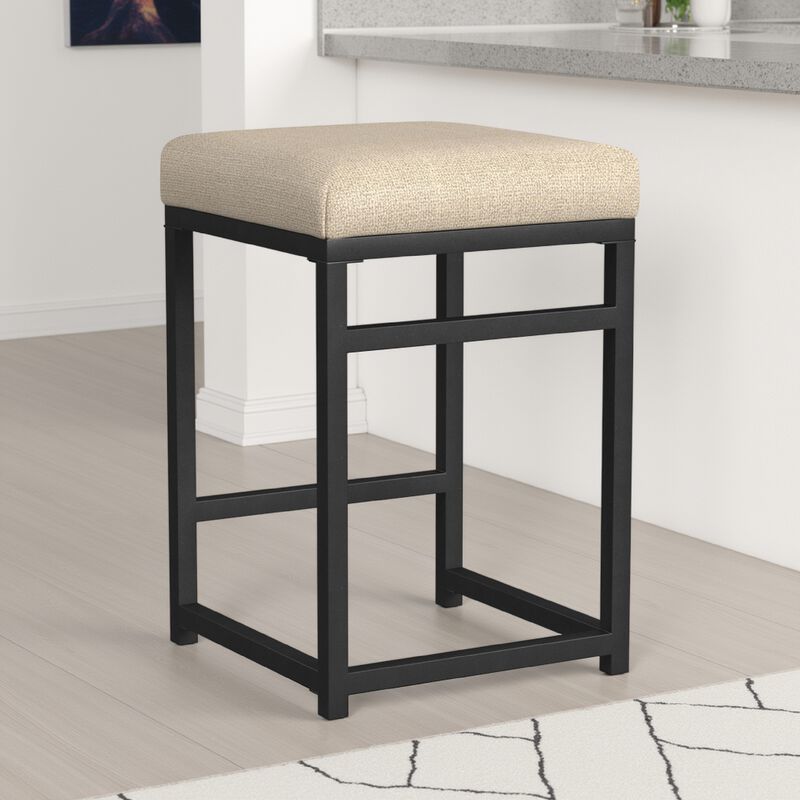 Toko Backless Counter Height Stool, Brown Polyester Industrial Black image number 5