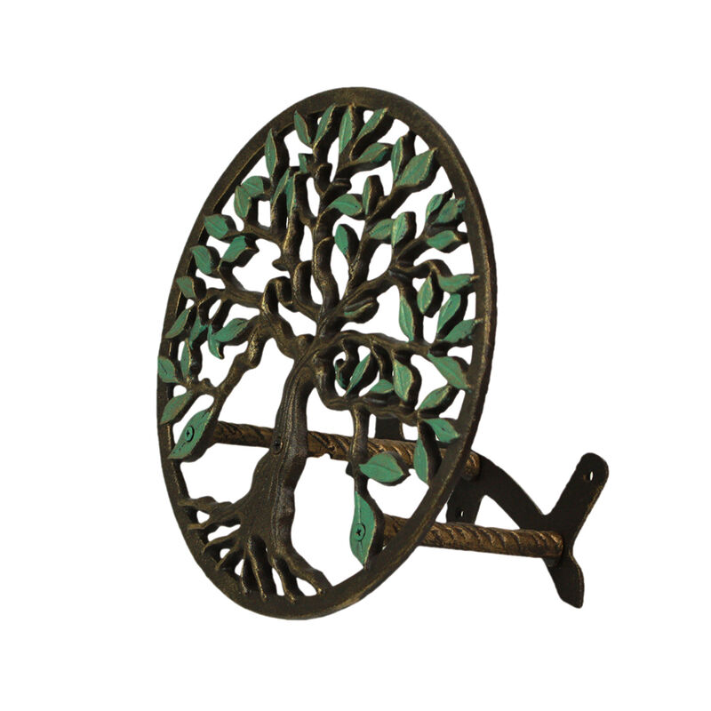 Cast Iron Tree of Life Garden Hose Hanger - 12" - Green/Bronze Finish image number 2