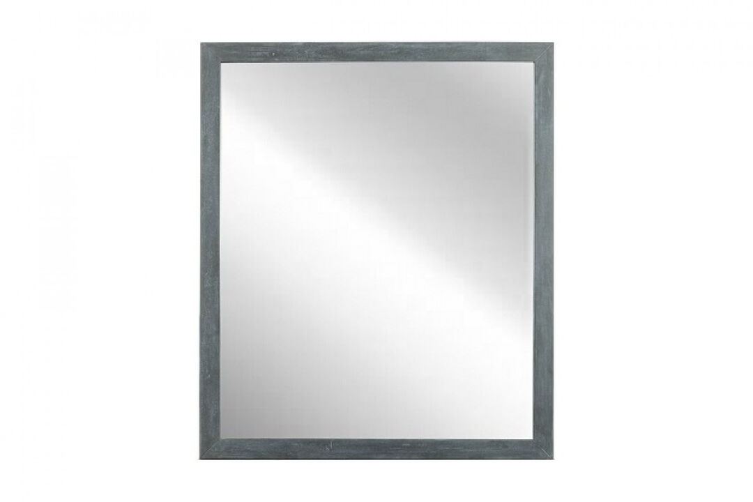 HomeRoots 40" Dark Gray Solid Wood Framed Accent Mirror