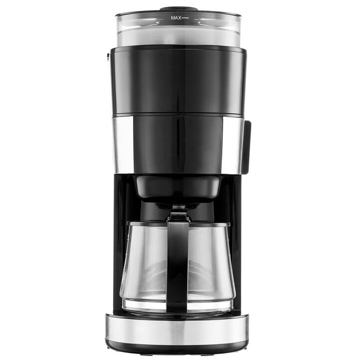 Coffee Maker with Built-In Grinder, 10 Cup Brew Machine with Adjustable Strength Settings-Black