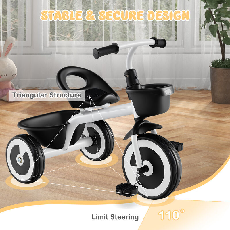 Toddler Tricycle with Adjustable Seat and Dual Storage Baskets for Park and Yard image number 5