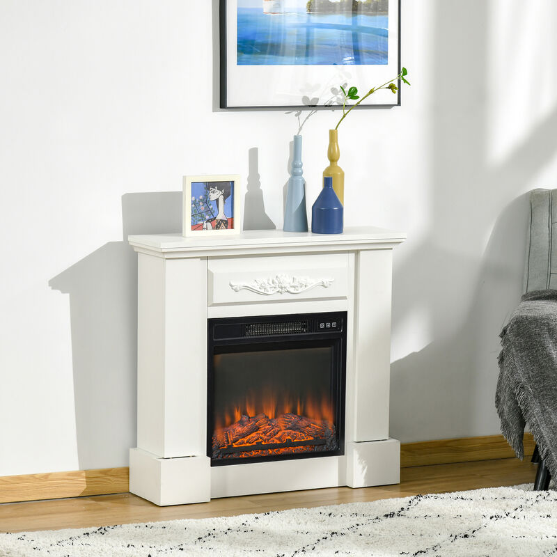 Streamdale 32" Electric Fireplace With Mantel, LED Flame, Remote, 1400W, White