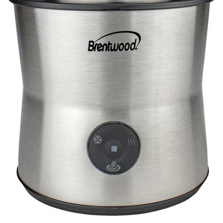 Brentwood 15 Ounce Cordless Electric Milk Frother, Warmer, and Hot Chocolate Maker in Stainless Steel