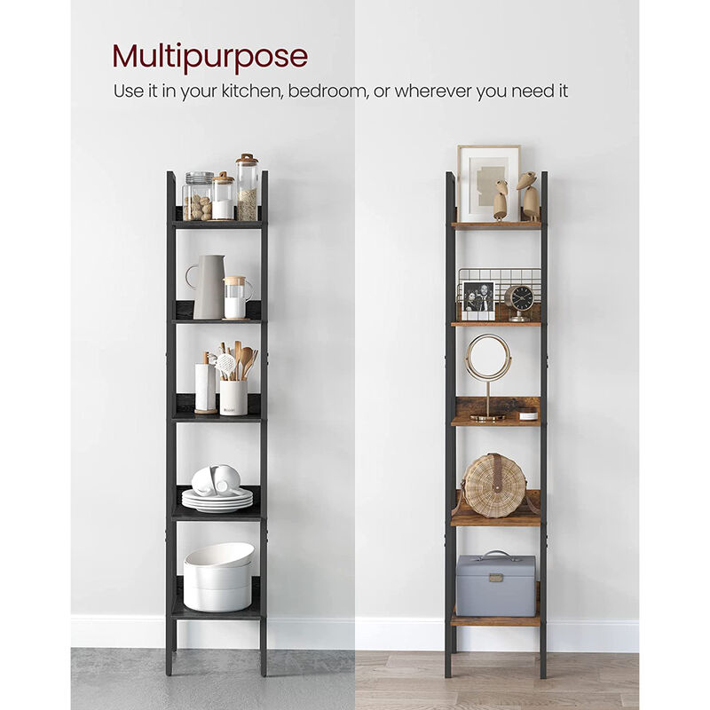 Narrow 5-Tier Ladder Shelf Freestanding Storage for Stylish Spaces