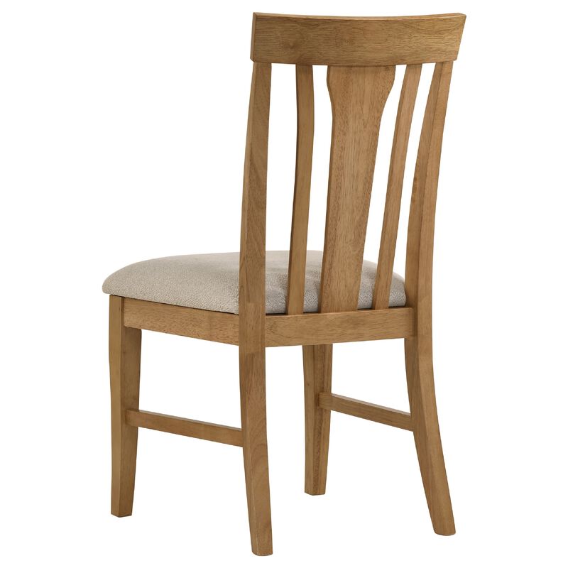 Kema Dining Side Chair Set of 2, Slatted Back, Padded Tan Seat, Brown image number 5