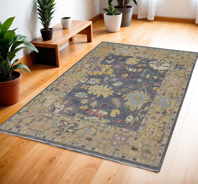 HomeRoots Wool Oriental Hand Knotted Area Rug With Fringe