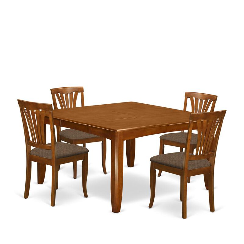 5 Pc Dining room set-Square Table with Leaf and 4 Dining Chairs