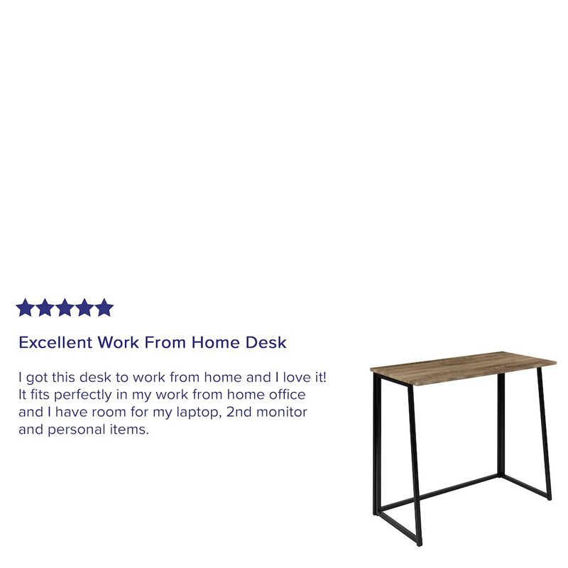 Flash Furniture Small Rustic Natural Home Office Folding Computer Desk - 36" image number 1