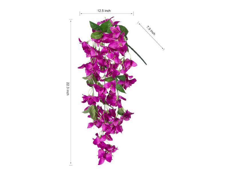 2 Piece Fuchsia Artificial Hanging Bougainvillea Flowers UV Resistant Outdoor image number 2