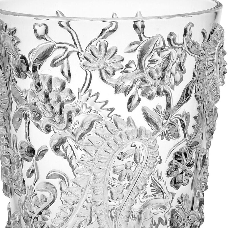 HomeRoots Set of Four Clear Paisley Acrylic Stemmed All Purpose Wine Glass image number 4