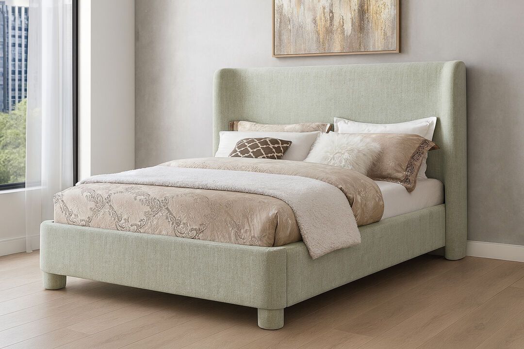 Meridian Furniture Penny Mint Green Chenille Fabric Full Bed