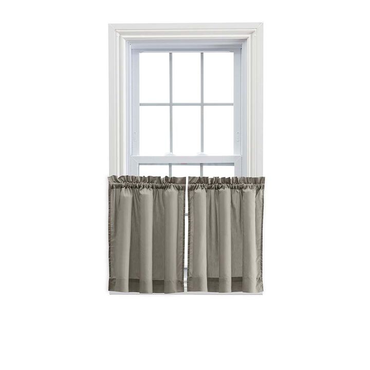 Ellis Stacey Solid Color Window 1.5" Rod Pocket High Quality Fabric Tailored Tier Pair 56"x45" Grey
