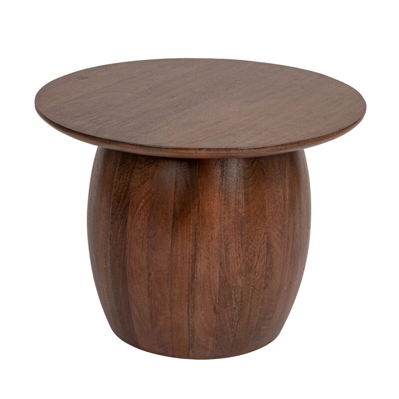 Modern Mango Wood Round Accent Table, Walnut image number 0