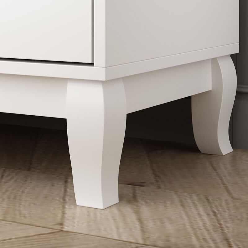 White Wooden Accent Storage Cabinet, Dresser, Chest, Vanity, with 6 Large Drawers, for Bedroom, Livingroom