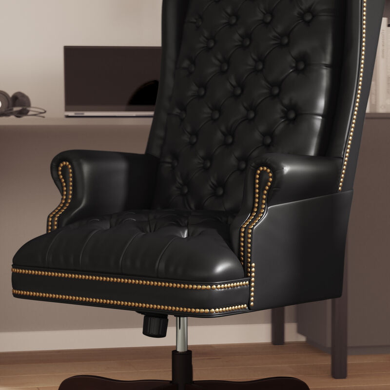 Turner High Back Traditional Fully Tufted LeatherSoft Executive Swivel Ergonomic Office Chair with Arms image number 3