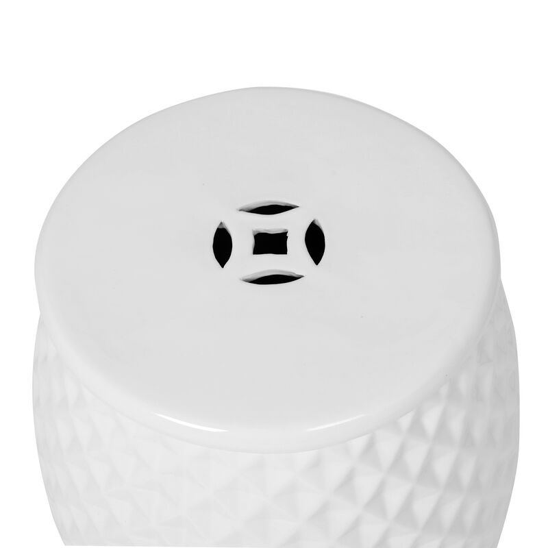 11" x 17.25" Glazed Ceramic Drum Stool - Indoor/Outdoor Side Table - Accent Garden Stool