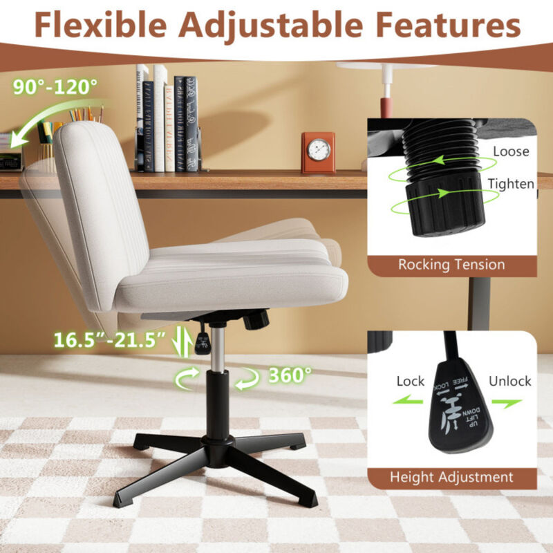 Armless Criss Cross Swivel Desk Chair – No Wheels, Wide Seat for Cross-Legged Sitting