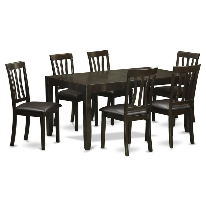 East West Furniture 7  PC  Dining  room  set-Dining  Table  with  Leaf  and  6  Dining  Chairs