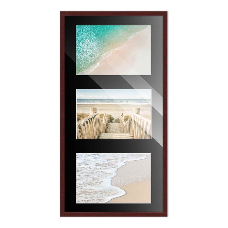 8.5x17 Wood Collage Frame with Black Mat For 3 5x7 Pictures image number 2