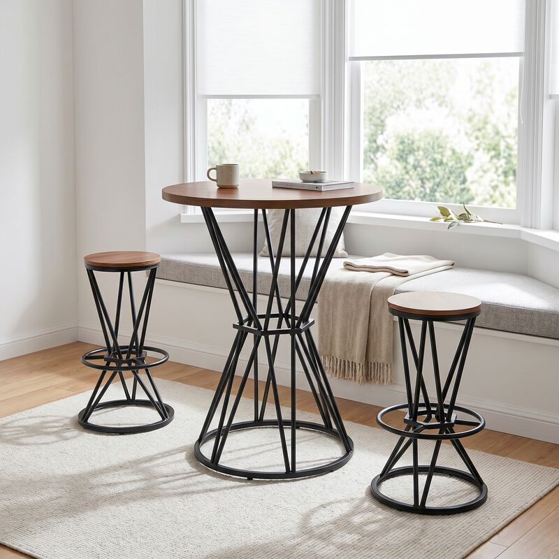 Whisen 31.5" Bar Set, 3-Piece MDF Metal Industrial Style for Home Kitchen image number 1