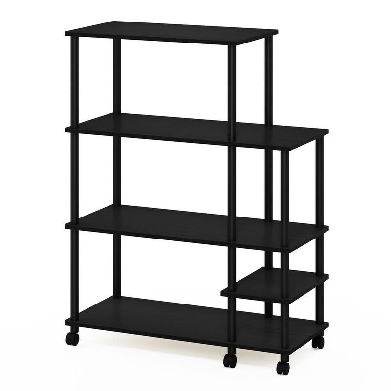 Furinno Turn-N-Tube 4-Tier Toolless Kitchen Wide Storage Shelf Cart, Americano/Black