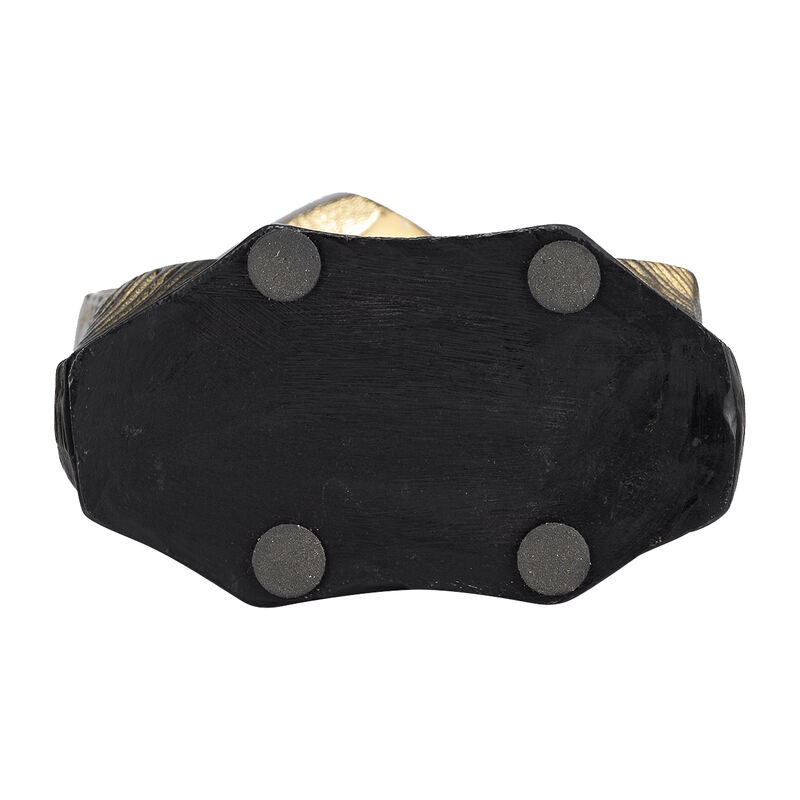 Kaya 16 Inch Classic Accent Metal Vase, Square Body, Narrow Top, Gold Black - Benzara