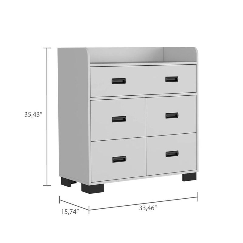 DEPOT E-SHOP Neptune Dresser, One Ample Drawer, Four Drawers, Four Legs, Countertop, White, For Bedroom