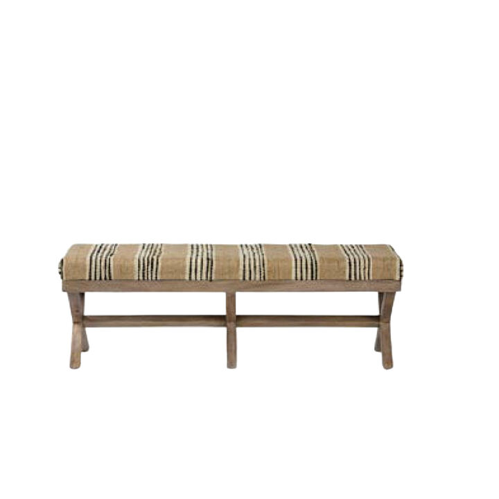 Cotton Blend Upholstered Bench, Comfortable Accent Seating for Living Room or Hallway