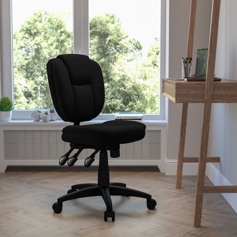Caroline Mid-Back Fabric Multifunction Swivel Ergonomic Task Office Chair with Pillow Top Cushioning image number 1