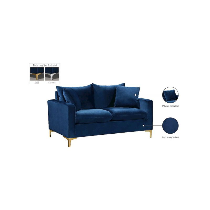 Meridian Furniture Naomi Navy Velvet Loveseat