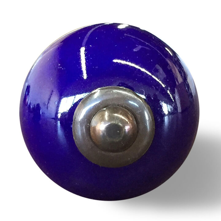 HomeRoots Set of Eight Purple And Gray Ceramic And Metal Drawer Pull Knobs