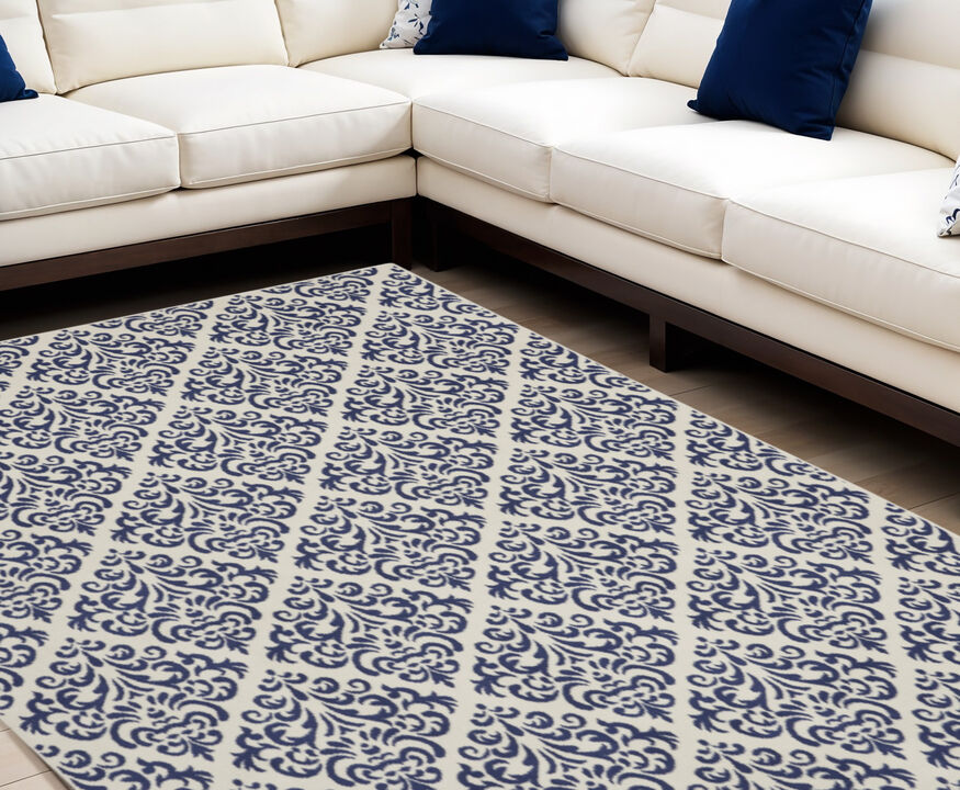 HomeRoots Damask Power Loom Area Rug