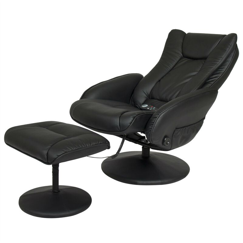 Adjustable Electric Massage Recliner with Ottoman – Faux Leather Upholstery