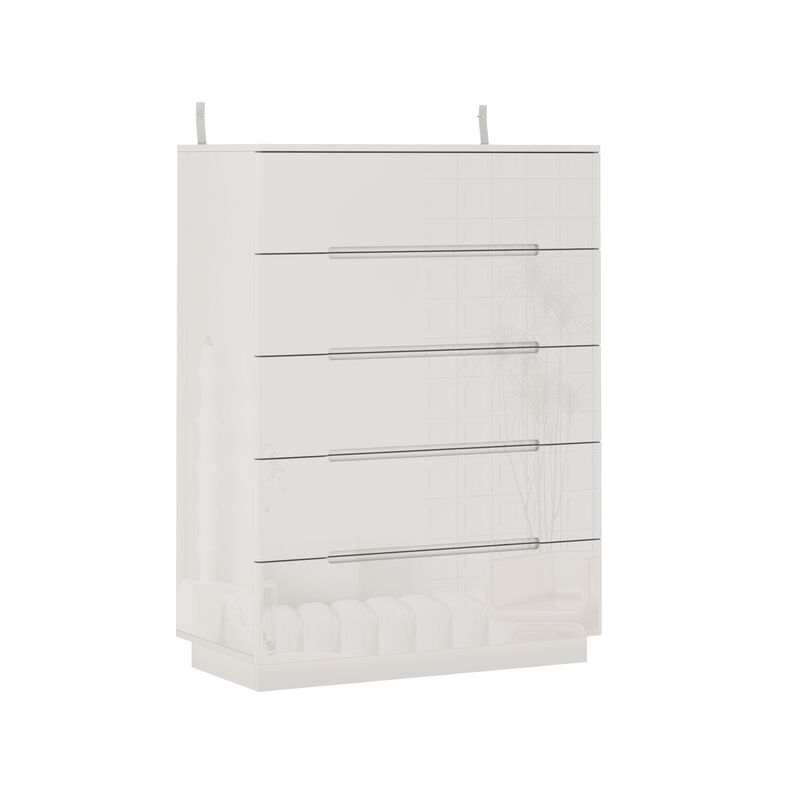 High Gloss White Wood 5-Drawer Chest of Drawers Storage Organizer With LED Lights (31.5 in. W x 42.6 in. H x 15.7 in. D)