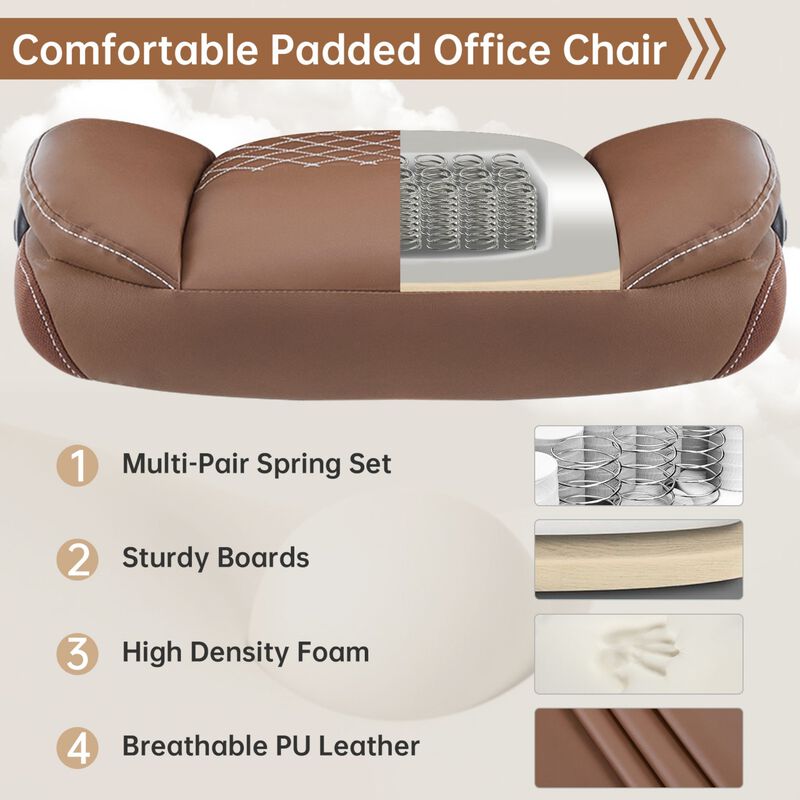 Ergonomic Leather Office Chair with Flip-Up Armrests, Lumbar Support, Swivel & Rocking &ndash; Home Office Desk Chair image number 4