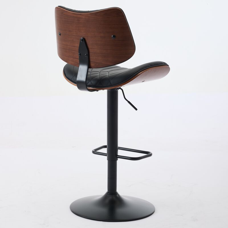 Streamdale Walnut Bentwood Faux Leather Back Swivel Bar Stool image number 5