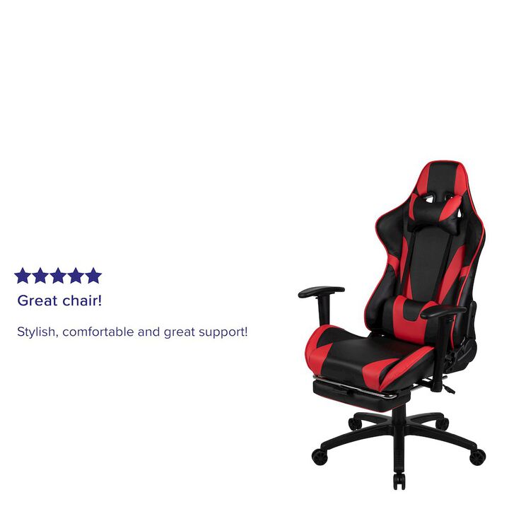 X30 Gaming Chair Racing Office Ergonomic Computer Chair with Reclining Back and Slide-Out Footrest in   LeatherSoft