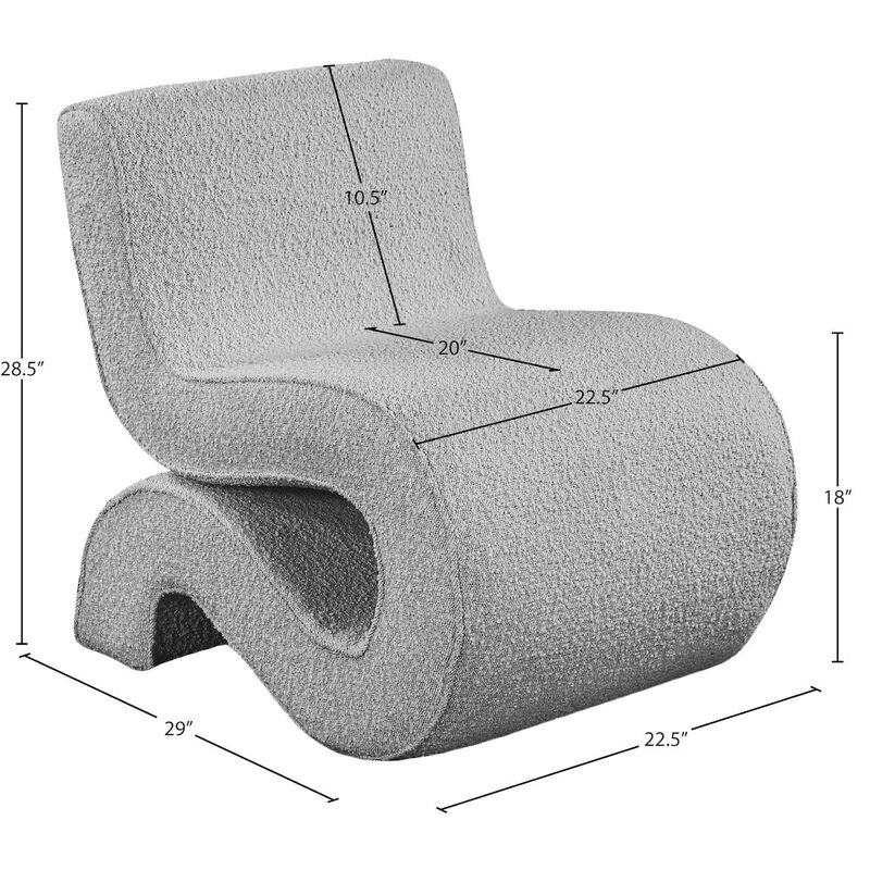 Meridian Furniture Desiree Grey Boucle Fabric Accent Chair