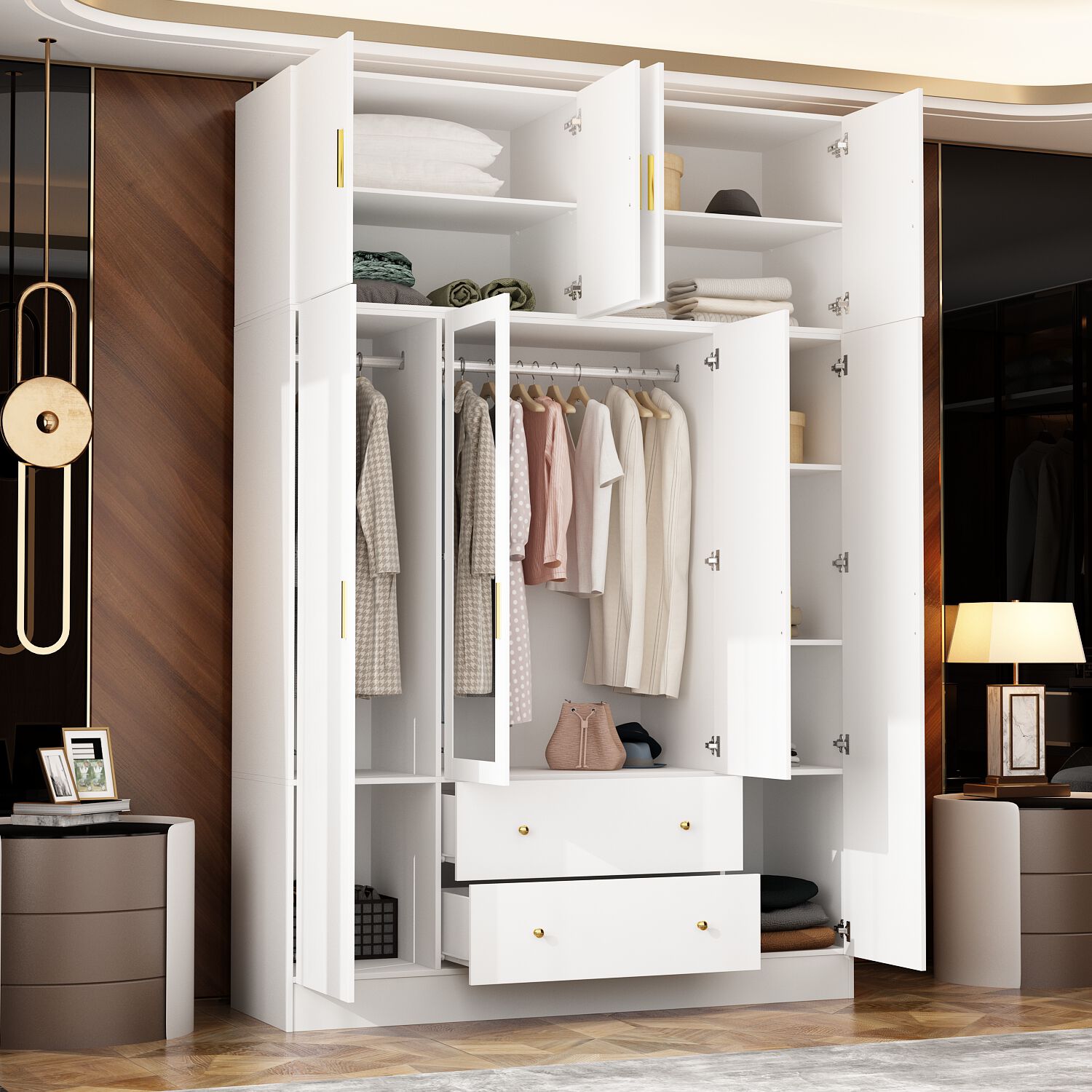 Fufu&gaga Elegant Wardrobe with Mirror