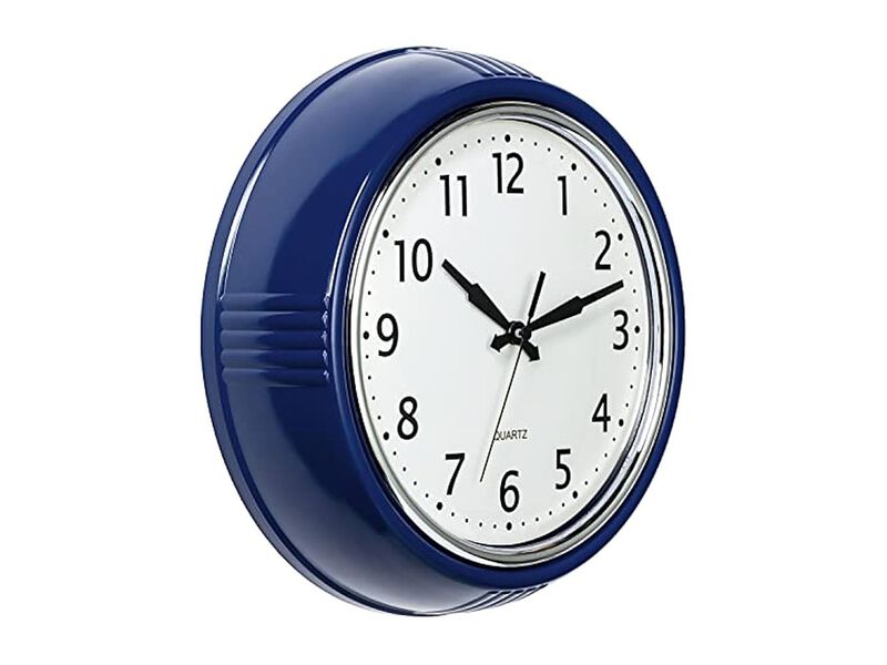 Retro Navy Blue Vintage Wall Clock 5 Inch Silent Non Ticking Easy Read image number 0