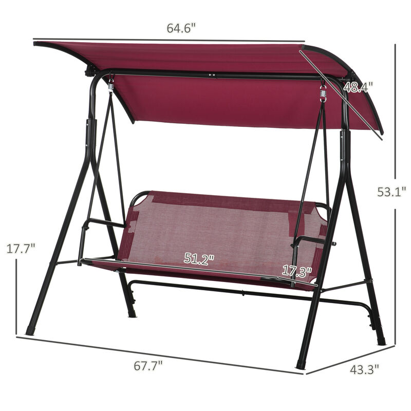 Hivvago Patio Swing Chair with Steel Frame and Adjustable Canopy image number 2