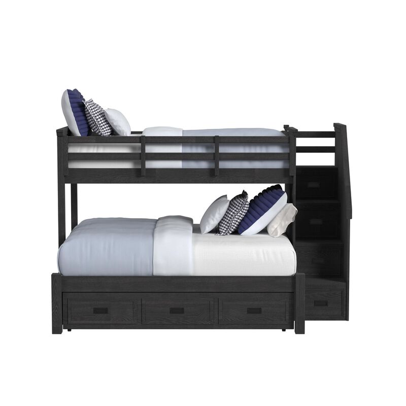 Hampton Charcoal Twin/Full Bunk Bed with Staircase & Trundle image number 0
