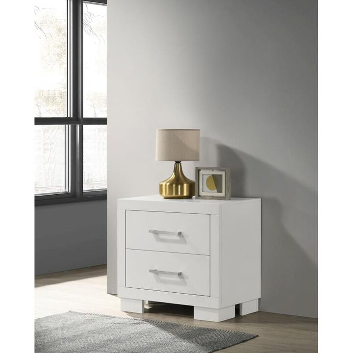 Simple Relax Wood Nightstand with 2 Drawers in White