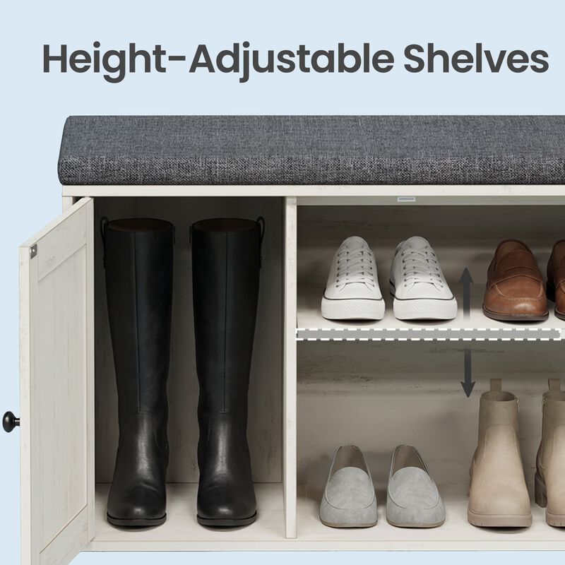 Storage Bench with Door Shoe Cabinet for Entryway Organization image number 3