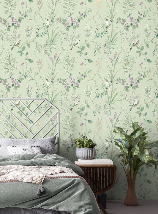 Mariko Sage Botanical Wallpaper