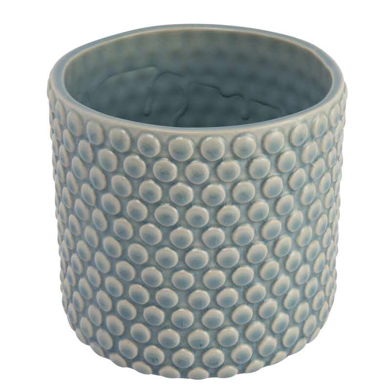 Round Stoneware Planter Pot with Polka Dots, Sky Blue image number 3