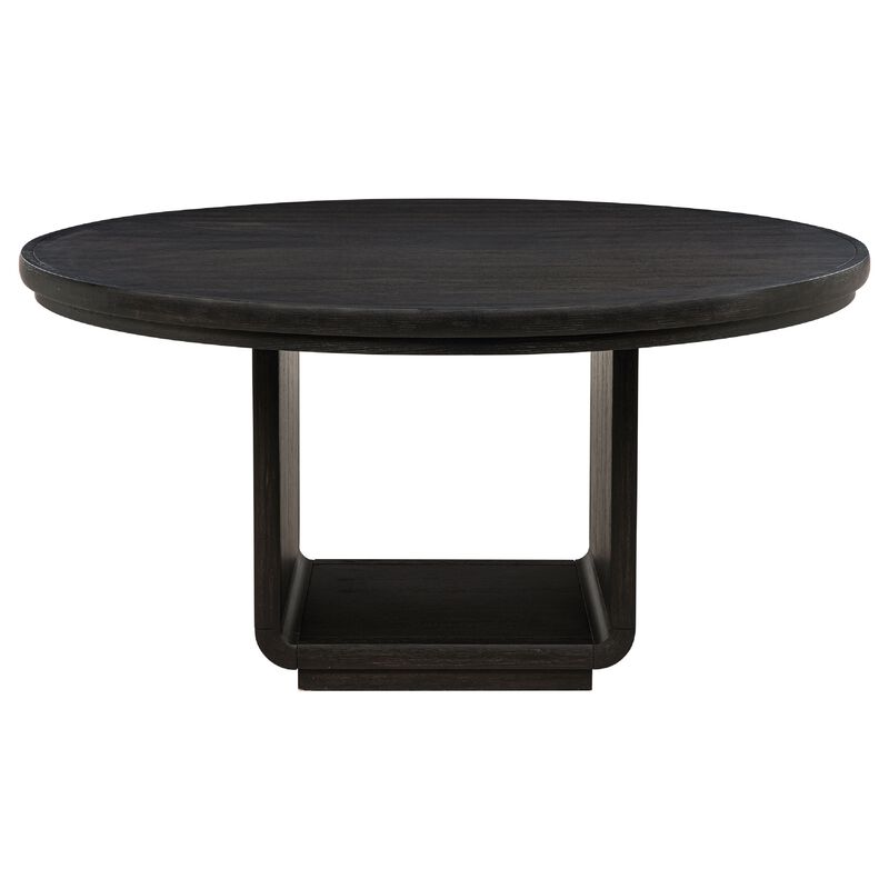 Lina Dining Table, 60 Inch Round Top, Open Square Base, Burnished Black image number 2